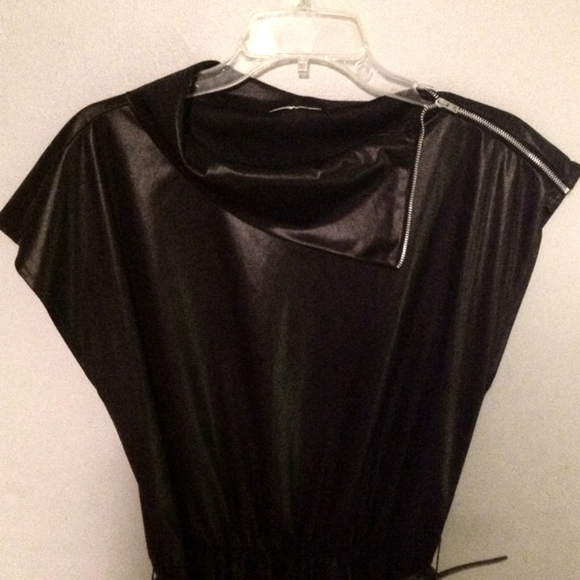 🎉H.P.🎉 BLACK LTHR LOOK DRESS - Picture 2 of 4